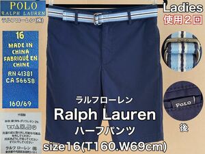  очень красивый товар Ralph Lauren( Ralph Lauren ) женский брюки size16(T160.W69cm) темно-синий использование 2 раз половина Short низ Ralph Lauren ( АО 