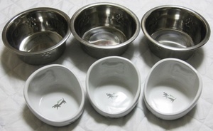  for pets dog for ceramics tableware 3 piece stainless steel bowl 3 piece plate ... white dog pattern 