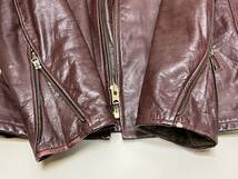 LEATHER GARMENT シングルライダース ジャケット◆L相当◆エンジ色◆ビンテージ◆USA製◆1970s◆レザー◆USA購入_画像5