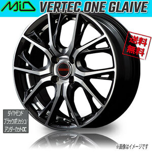 ホイール新品 1本のみ マルカ M.I.D VERTEC ONE GLAIVE Dブラックポリッシュ/UCDC 14インチ 4H100 4.5J+45 φ67 業販4本購入で送料無料