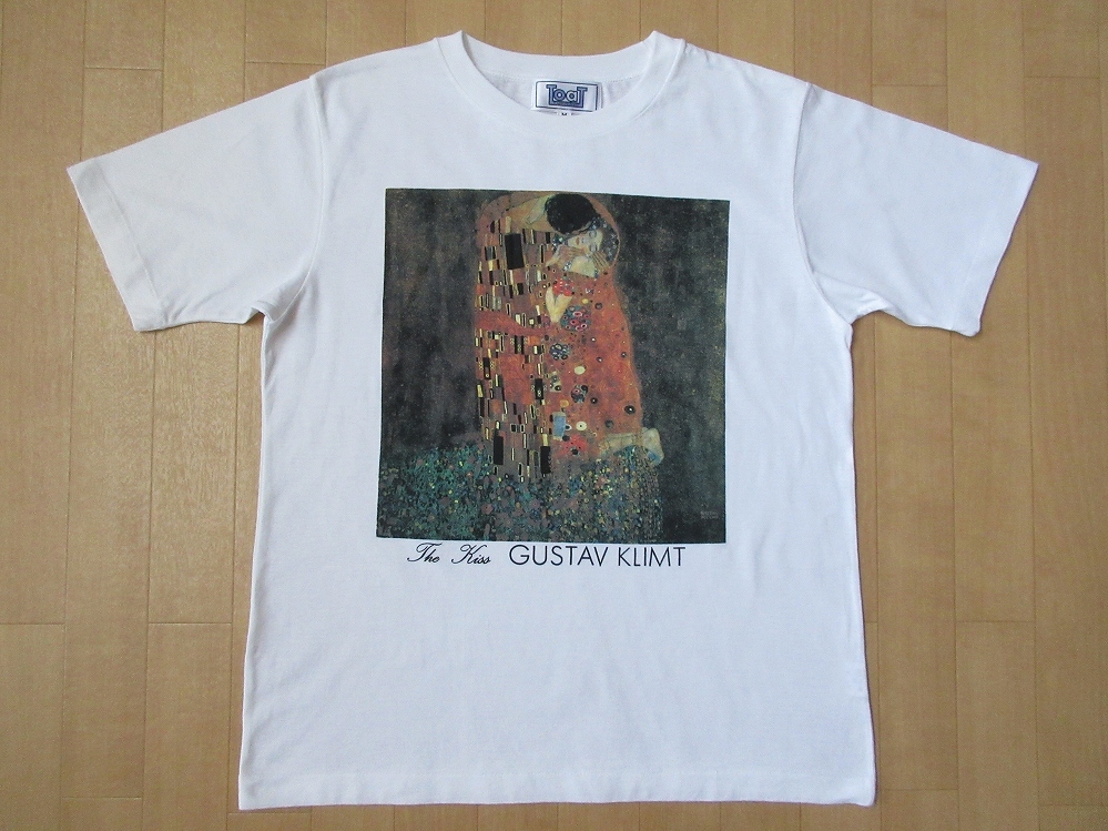 90's 日本製 Gustav Klimt The Kiss Tシャツ M 実寸XS～S位 白