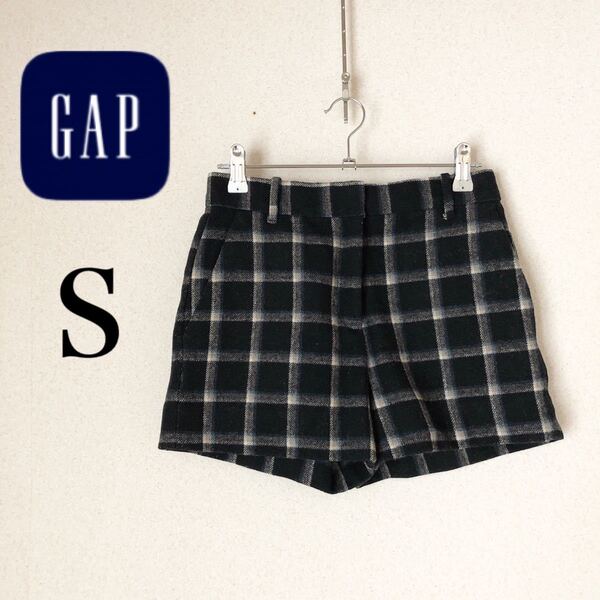 GAP ショートパンツ キュロット ウール 秋冬 ブラック チェック柄