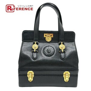 VERSACE Versace sunburst двухступенчатая женская сумка из кожи черный x золото металлическая фурнитура, баклан, Версаче, Мешок, мешок