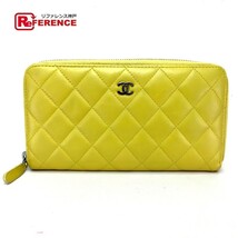 CHANEL シャネル ラウンドファスナー長財布 CC ココマーク マトラッセ 長財布（あり） イエロー_画像1