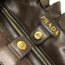 PRADA プラダ BN1728 ハンドバッグ フリル トートバッグ ナイロンキャンバス/レザー ブラウン レディース_画像9