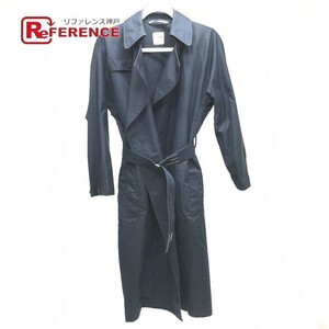 HERMES Hermes belt attaching thin spring coat long coat trench coat cotton lady's navy 