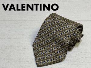 ☆送料無料☆ VALENTINO ヴァレンティノ 古着 イタリア製 シルク ネクタイ 総柄 ブラウン ファッション小物 中古 即決