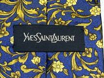 ☆送料無料☆ YVES SAINT LAURENT イブサンローラン 古着 総柄 シルク ネクタイ ブルー ファッション小物 中古 即決_画像5