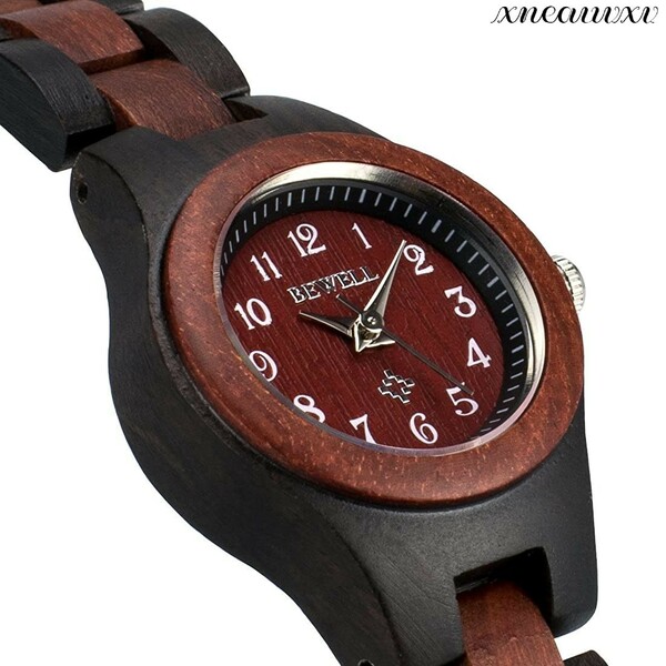 モダンな 木製腕時計 黒/ブラウン 軽量 日本製クオーツ レディース 天然木 防水 クオーツ カジュアル オシャレ クラシック 女性 腕時計