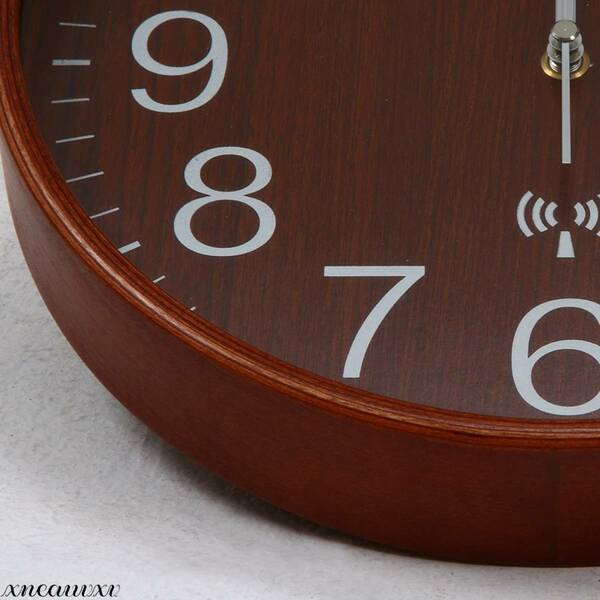 正確な時間を刻む 電波式掛け時計 ブラウン 天然木 インテリア おしゃれ 雑貨 木製 シンプル 電波 時計 ウッド ウォール クロック