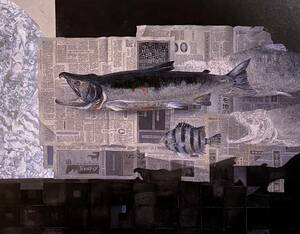 Art hand Auction Yukishige Sakamoto, 【salmón】, De una rara colección de arte., Nuevo marco de alta calidad, Marco mate incluido, gastos de envío incluidos, Cuadro, pintura japonesa, otros