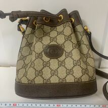 【1円】【美品】【売り切り】GUCCI グッチ ヴィンテージ オールドグッチ GGプラス 巾着ショルダーバッグ レディース 007860044_画像1