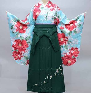  2 сяку рукав кимоно hakama полный комплект H*L Junior для . исправление 135cm~150cm 100 цветок .. бледно-голубой hakama модификация возможность новый товар ( АО ) дешево рисовое поле магазин NO36822