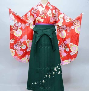 二尺袖 着物 袴 フルセット 百花斉放 赤色 袴変更可能 卒業式 新品（株）安田屋 NO36825