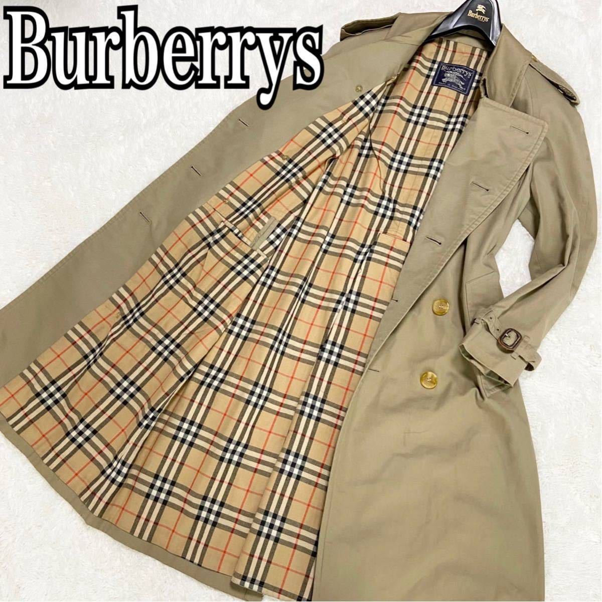 美品 BURBERRY ステンカラーコート ノバチェック ベルト付き 金ボタン