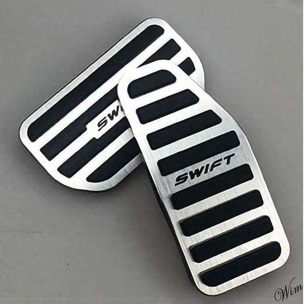 ◆スイフトシリーズ専用設計◆ アルミペダルカバー アクセル ブレーキ セット スズキ 専用設計 工具不要 操作性向上 メタリック シルバー