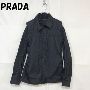 [ popular ]PRADA / Prada nylon jacket 3way the best Logo Mark navy size Tg.40 Italy made Art.108269 lady's /S3443