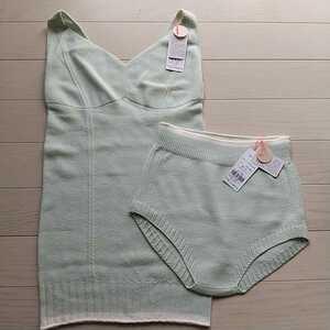  new goods spring color knitted camisole & knitted pants set green 