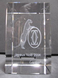 [Cartier Cartier limited goods ] bread tail Joyeux Noel 2004 Panther .3D crystal paperweight rare ornament interior objet d'art 
