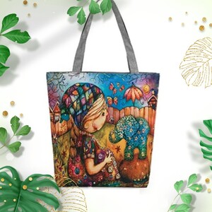 レディース トートバッグ バッグ bag 軽量 エスニック アート 象 女の子 収納 エコバッグ ショルダーバッグ