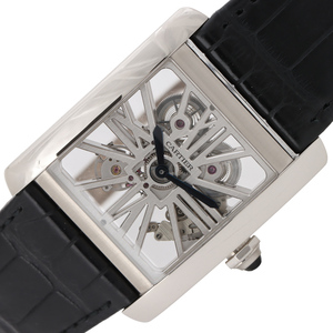 カルティエ Cartier タンクMC W5310026 スケルトン プラチナ 手巻き メンズ 腕時計 中古