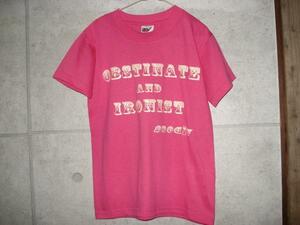 一撃落札★新品★VIDOCQ★OBSTINATE AND IRONIST★Tシャツ★ピンク140★★ヴィドック★世界★ビンテージ★皮肉屋★風刺作家★アングラ★