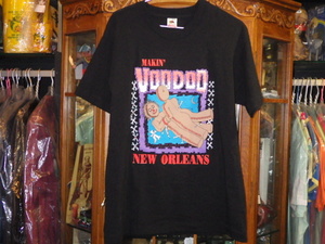 古着★80'S★VooDoo★Tシャツ★SEX★エロ★黒★L★USA★ビンテージ★ブードゥー★呪術 オカルト★NEW ORLEANS★悪趣味★アメリカ古着★魔術