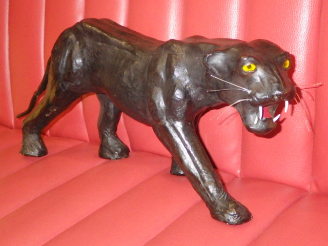 Vintage★Black Panther★Object★Ornament★Black Panther★Leather★Handmade★50'S★Rockabilly★Rock'n'Roll★USA miscellaneous goods Interior, ladies accessories, earrings, others