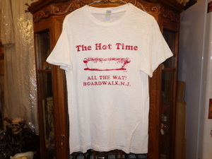 一撃落札★古着★ベルバシーン★The Hot Time★Tシャツ★白S★ホットドッグ★USA★ビンテージ★アメカジ★フロッキープリント