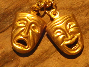 50'S* two face * pendant *25* Vintage * rockabilly * lock n roll * charm *TWOFACE* brass * brass *55cm*USA* accessory 