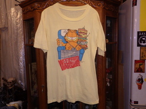 一撃落札★古着★70'S★ガーフィールド★Tシャツ★レモンM★Garfield★キャラクター★ビンテージ★猫★ハンバーガー★USA