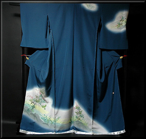 Art hand Auction [Wagakuya] ■``Full order with hand-sewn tailoring'' Hand-painted colored Yuzen Artist ``Takadan Hajime'' White-eye in the southern sky Hamachirimen Pure silk Homongi■, women's kimono, kimono, Visiting dress, untailored