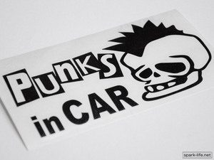 ■モヒカンスカル■オリジナルステッカー(屋外対応)■ パンクロッカー用【ＰＵＮＫＳ ｉｎ ＣＡＲ】ＢＬＡＣＫ 送料無料