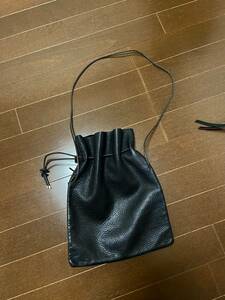 oddsオッズ3wayレザーバッグ本革黒、ショルダー・手持ち巾着・クラッチとして使えます