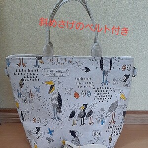 ハシビロコウのハンドメイドトートバッグA