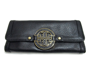 (D) TORY BURCH Tory Burch Logo metal fittings leather long wallet black long wallet 