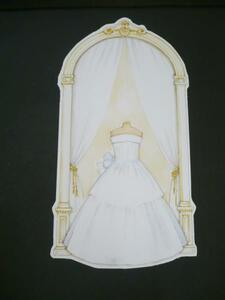 ★ 68518 メッセージカード 結婚式 『 ウェディングドレス 』 24枚セット 16x28.7cm 厚紙 ファッションカード 招待状 手紙 便箋 ★*