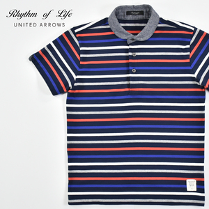  postage 300 jpy IRhythm of Life United Arrows * border polo-shirt with short sleeves multicolor men's S