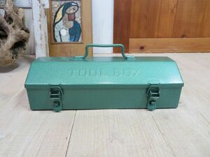 【ビンテージ/良品】 しっかりとした作りの古い 山型 工具箱 TOOL BOX 検索用⇒ 昭和レトロ/道具箱/ペグ/収納/キャンプ/小物入れ/C0227