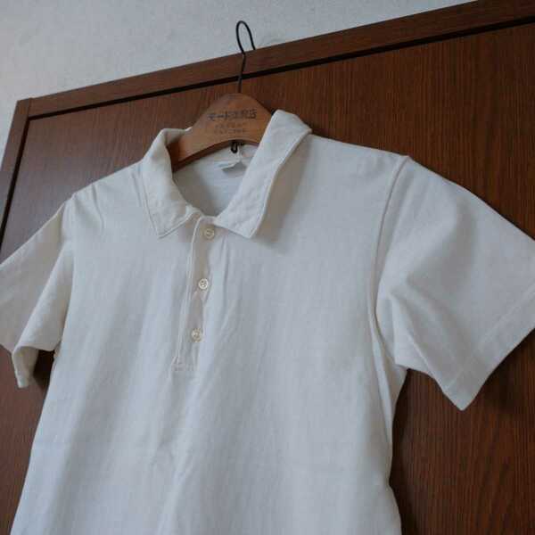 日本製 ENTRY 綿ニット ポロシャツ オフホワイト S