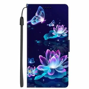 □綺麗な蓮の花と蝶♪アート☆手帳型 携帯ケース★サムスン/Galaxy★S9/S9+/Note8/Note9★軽量 レザー スマホ◆新品未使用◆送料0円◆