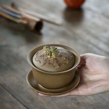 極上美品 本物 紫砂壺 大紅袍 茶壷 カンフーティー 中国古玩 茶器 ティーポット 朱泥急須 カンフーティー 手彫 陶器 美術品 宜興産 lh707_画像1