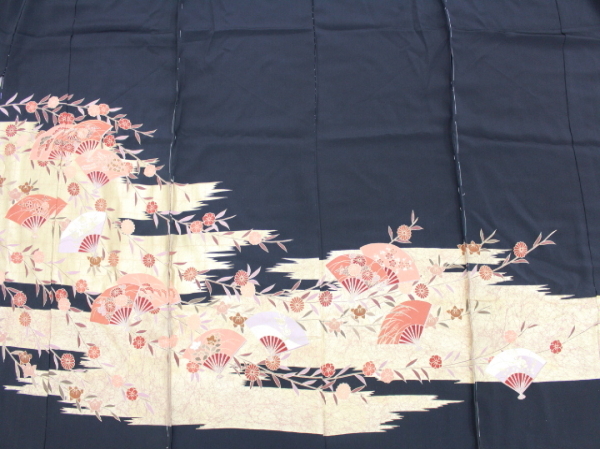Rakufu Special Selection 95817 Handbemalte Yuzen Black Tomesode Untailored Artikel cbv, Mode, Damen-Kimono, Kimono, Tomesode