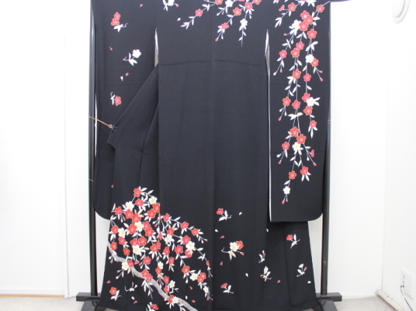 Rakufu Special Selection 92290 Handbemaltes Yuzen Chirimen Furisode gefüttert mit unbenutzter Unterwäsche wt, Mode, Damen-Kimono, Kimono, Langärmliger Kimono