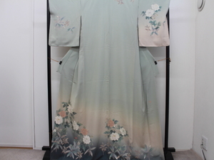 Art hand Auction Rakufu Special Selection 96185j Homongi Awase Yuzen peint à la main et teint en plante, Kimono femme, kimono, Robe de visite, Prêt à l'emploi