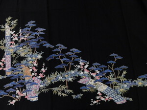 Art hand Auction [Sélection spéciale Rakufu] P15241 Teranishi Ikko Kaga Yuzen Yuzen peint à la main noir Tomesode doublé BVC, mode, Kimono femme, kimono, Tomésode