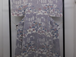 Art hand Auction [Rakufu] P16690 Kimono de crepé de demonio teñido discreto pintado a mano k, kimono de mujer, kimono, pequeña cresta, A medida