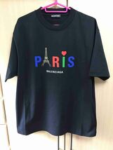 正規新品 20SS BALENCIAGA バレンシアガ PARIS パリ ロゴ Tシャツ カットソー XS 黒 定価 ¥64,900_画像2