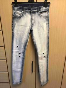 国内正規 美品 18AW BALMAIN バルマン ブリーチ ダメージ加工 デニム 27 W8H9008T007U