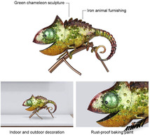 【キュートなカメレオン型】 オブジェ デスクアート 屋外インテリア 装飾 プレゼント 野生動物 防錆 耐久性 滑らか 置物 グリーン_画像4